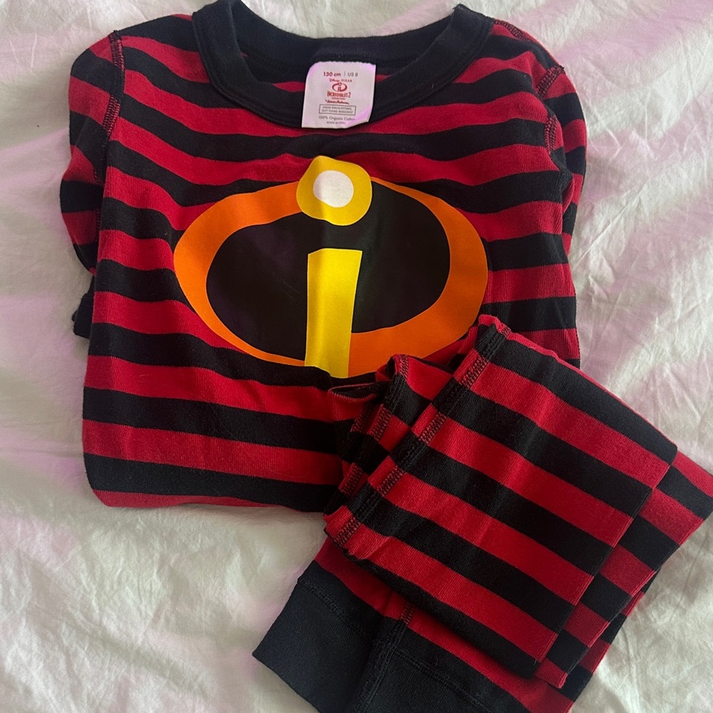 Hanna Andersson Incredibles Superhero Striped PJs for Kids - Red and Black